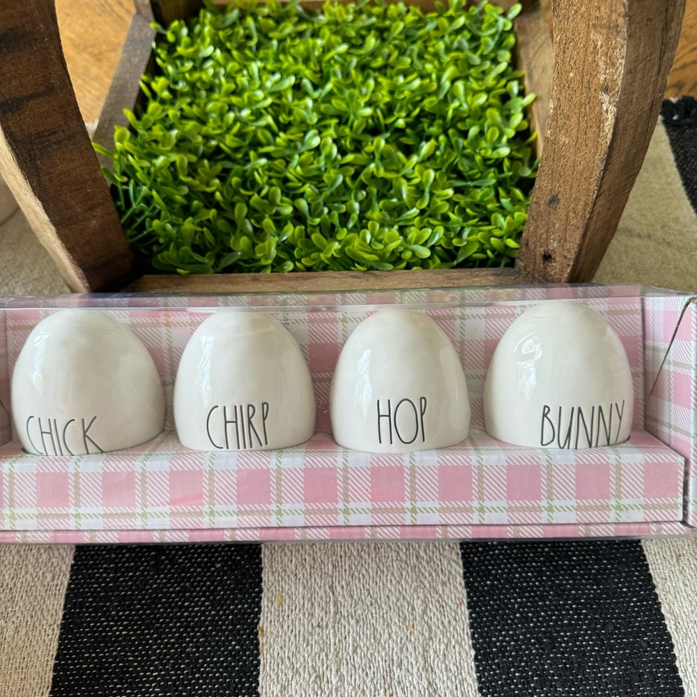 Rae Dunn set of 4 ceramic eggs *NEW IN BOX*